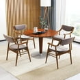 thumbnail image 5 of Costway Velvet Dining Chair Set of 2 with Padded Seat & Back Armrests Rubber Wood Frame Brown, 5 of 9