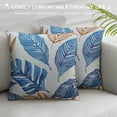 thumbnail image 3 of Qinduosi Leaf Throw Pillow Covers , Decorative Couch Pillow Covers with Leaf Design. Soft Breathable Pillow Cover Decor for Modern Living Room Bedroom-Blue White, 3 of 5