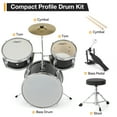 thumbnail image 4 of Drum Set, 3 Drum Acoustic Drum Set, Wood and Metal Structure, Black Finish, Junior Drum Set with Bass Tom Snare Drum, 4 of 6