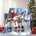 thumbnail image 3 of 1pc Cozy Christmas Snowman Skiing Blanket - Soft Flannel Throw with Festive Winter Scene, Warm Holiday Gift for Family & Friends, Perfect for Home, Travel, Office Decor, and Camping, Festive Bedding, 3 of 4