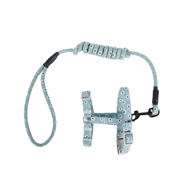EeaseMX Arnés ajustable para gatos con estampado de flores, correa de tracción, correa para el cuello cómoda, suministros para mascotas, talla S, verde claro