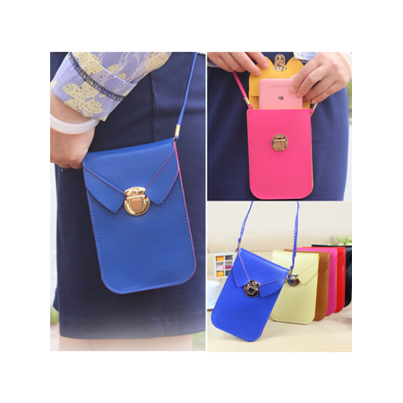 Leather Package - 17x11cm PU Leather Shoulder Bag Woman Strap Wallet Purse Portefeuille Mobile Phone Package for under 5.5 Cellphone