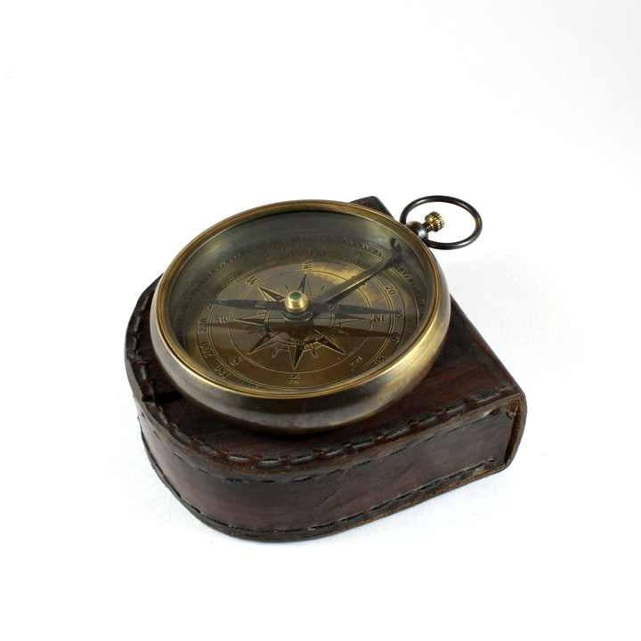 Nautical Compass Pendant Brass Finish Hanging Glass Leather Case for Weddings New Year Valentine's Day Decor NC190 Novelty Gift
