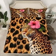 thumbnail image 2 of jejeloiu Safari Animal Cheetah Twin Sheet Sets,Chic Leopard Pattern Twin Fitted Sheet,Pink Flower Floral Flat Sheet For Kids,Breathable Home Decor,3 Pieces, 2 of 7