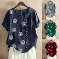 thumbnail image 4 of Women's Loose Casual Short Sleeve Floral Chiffon Tops T-Shirt Blouse, 4 of 5