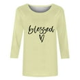thumbnail image 4 of Penkiiy Women's Valentine's Day Fashion Printed T-shirt 3/4 Sleeves Blouse Round Neck Casual Tops M Khaki, 4 of 5
