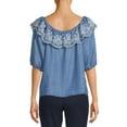 thumbnail image 5 of Time And Tru Women's Embroidered Top, 5 of 5