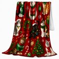 thumbnail image 2 of Christmas Cats Festive Red Grid Santa Hats Scarves, Festive Pet Portrait Pattern, Warm Flannel Blanket for Living Room and Bedroom, Cat Lovers Christmas Gift, Pet Lover Home Decor, 2 of 9