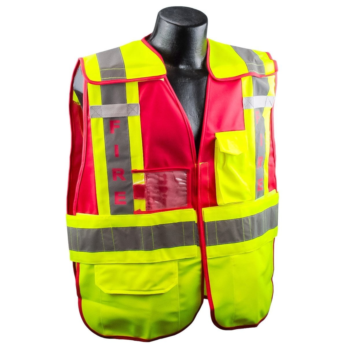 PSVFIRE ANSI 207 Public Fire Safety Vest Lime & Red 3XL/4XL, Not Flame Resistant By Full