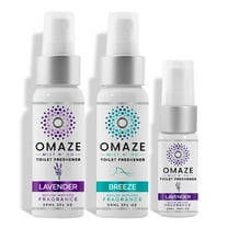 MIST N' GO By OMAZE Refresh Toilet Spray | Bathroom Spray Odor Eliminator | Toilet Smell Eliminator Deodorizer - Lavender   Breeze 2 Oz x2   Lavender 0.68 Oz x1