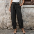 thumbnail image 2 of Manxivoo Women's cotton linen high-waisted wide-leg barrel pants (loose fit) for summer, with pockets, suitable for casual and home wear, 2 of 9
