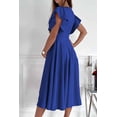 thumbnail image 3 of Women’s Summer Elegant V Neck Ruffle Sleeve Midi Dress, Classy Fit and Flared Cocktail Wedding Guest Dress, 3 of 11