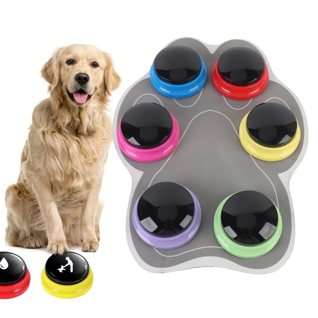 Buttons 6pcs Dog Communication Buttons Interactive Cat Dog Talking Buzzers Set Pet Training Buttons with Mat and Sticker