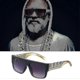 thumbnail image 2 of Kit de disfraz de hip hop para hombre, accesorios de rapero, conjunto de disfraz hippie, collar con cadena de oro y signo de dólar, anillo y gafas de sol negras y doradas, atuendo de discoteca., 2 of 5