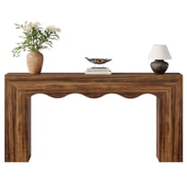 Tribesigns 63" Farmhouse Dark Brown Console Table, Wooden Couch Table Behind Sofa with Storage, Long Entryway Sofa Station, Narrow Console Stand with Base, Hallway Stand for Entryway, Living Room