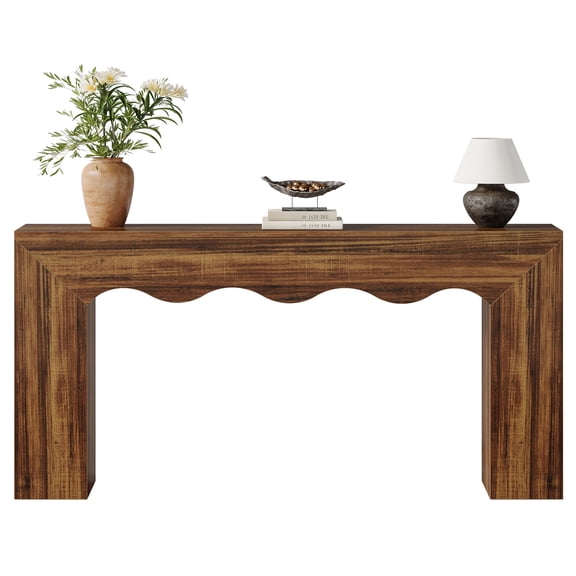 Tribesigns 63" Farmhouse Dark Brown Console Table, Wooden Couch Table Behind Sofa with Storage, Long Entryway Sofa Station, Narrow Console Stand with Base, Hallway Stand for Entryway, Living Room