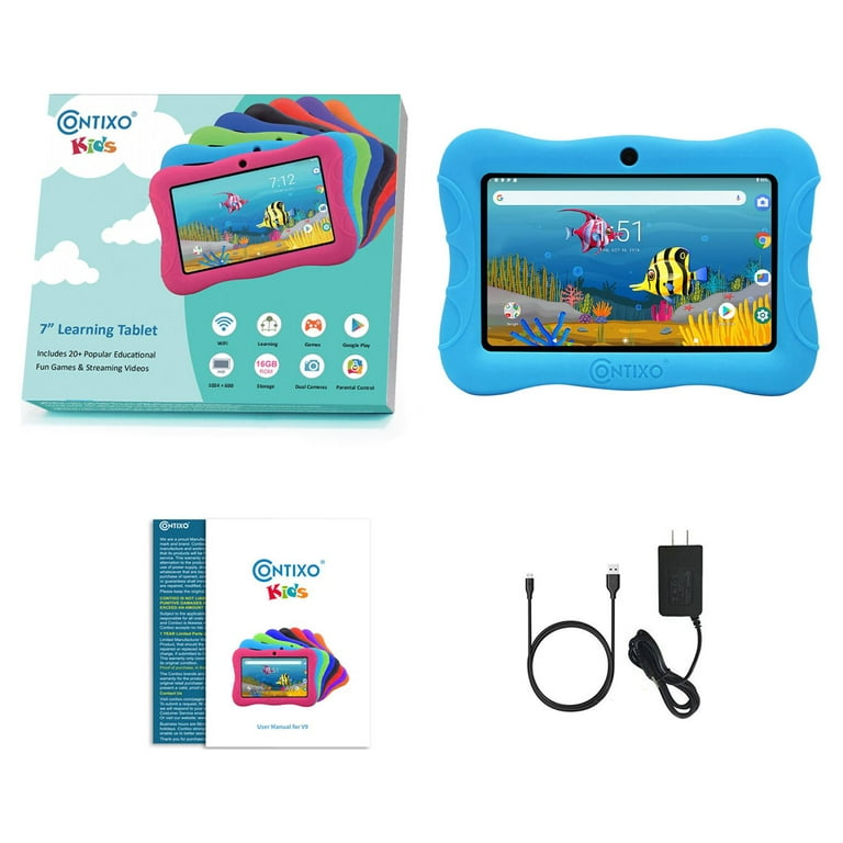 Paquete de tablet de aprendizaje Contixo para niños, 7 pulgadas, 2 GB de  RAM, 32 GB de almacenamiento, Bluetooth, Contixo Kids