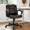 thumbnail image 3 of Costway Executive Leather Office Chair Adjustable Computer Desk Chair w/ Armrest, 3 of 10