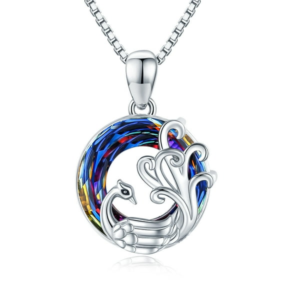 Coachuhhar Raccoon/Phoenix/Ladybug/Mermaid Necklace 925 Sterling Silver Cute Animal Necklace with Crystal Pendant Jewelry Gifts for Women Girls Birthday