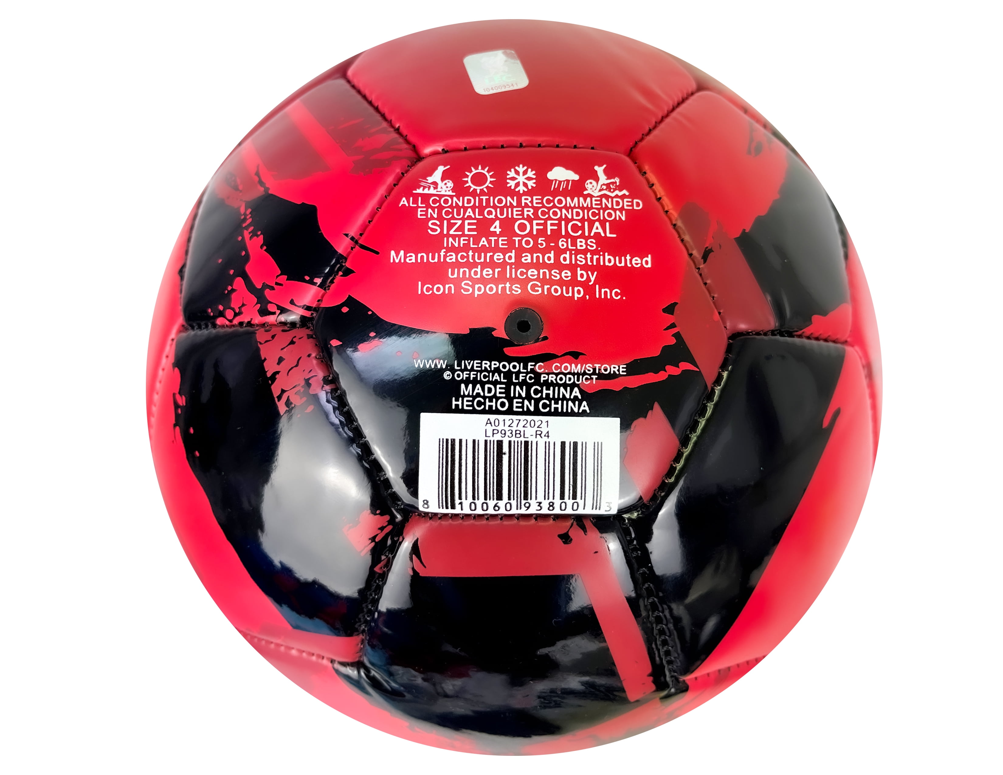 Icon Sports Liverpool FC Paintstroke Soccer Ball, Red/Black, Size 4