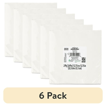 (6 pack) 6.5 x 6.5 Disposable White Paper Napkins 24 Count by Way To Celebrate (6 pack) 6.5 x 6.5 Disposable White Paper Napkins 24 Count by Way To Celebrate