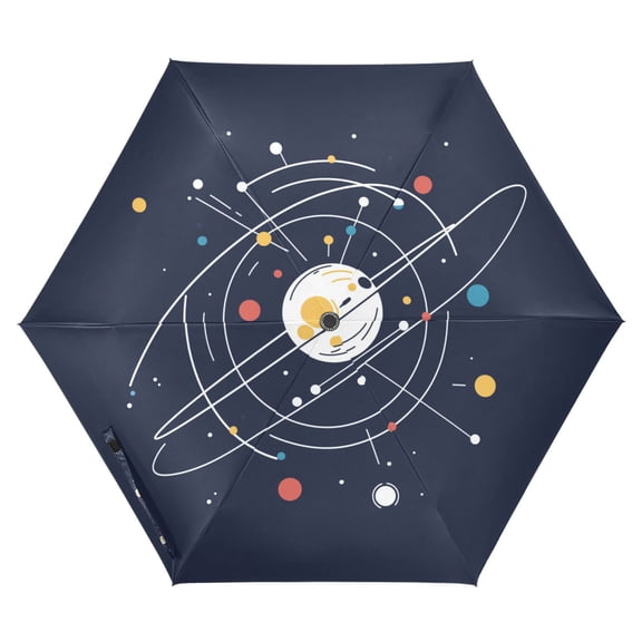 FORMRS Travel Umbrella Folding Auto Open Close Windproof Rain UV Protection, White Planet