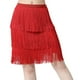 thumbnail image 5 of de baile latino con borlas de 3 capas, cintura elástica, ropa de baile suave y cómoda para mujer, para práctica de baile en club, actuación, Rojo XL Fernando falda de baile latino, 5 of 6