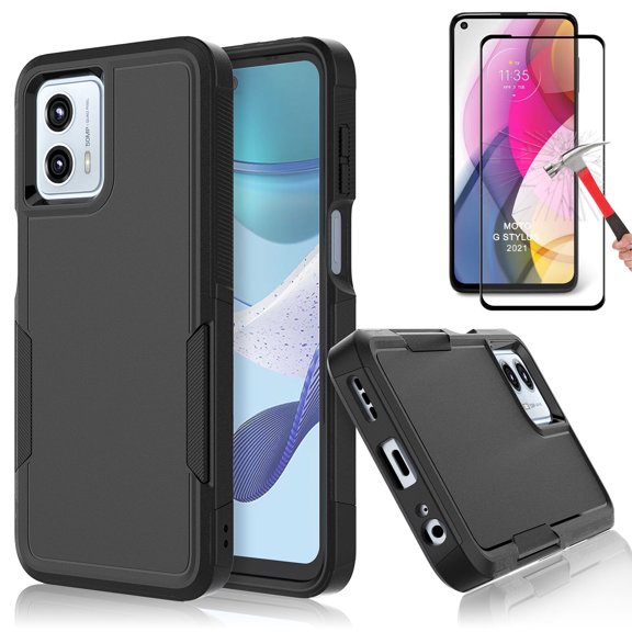 for Motorola Moto G 5G 2023 Phone Case,360 Full Body Shockproof Heavy Duty Protection With Tempered Glass Screen Protector Case Cover for Moto G 5G 2023 (Blue)