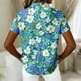 thumbnail image 5 of Women's Hawaiian Vacation Shirt Floral Tropic Print Short Sleeve Button Up Beach Cool Tops Sky Blue L, 5 of 5