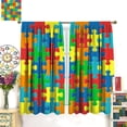 thumbnail image 3 of Abstract Kitchen Curtains, Colorful Puzzle Pieces Fractal Children Hobby Activity Leisure Toys Cartoon Image Window Drapes Set 2 Panels,42x63 Inches, 3 of 8