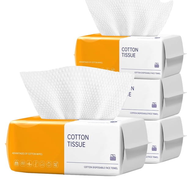 Toallas faciales desechables KUKEO ultra gruesas, 100% rayón, paquete de 4