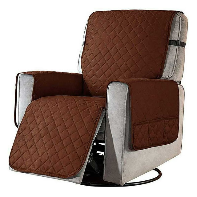 Housses de Coussin, Housses de Coussin de Canapé, Housse de Fauteuil Inclinable Réversible Imperméable avec Poches Latérales Housse de Protection Lavable avec Sangles Élastiques pour Enfants Chien, Housses de Canapé pour Sofa, Marron