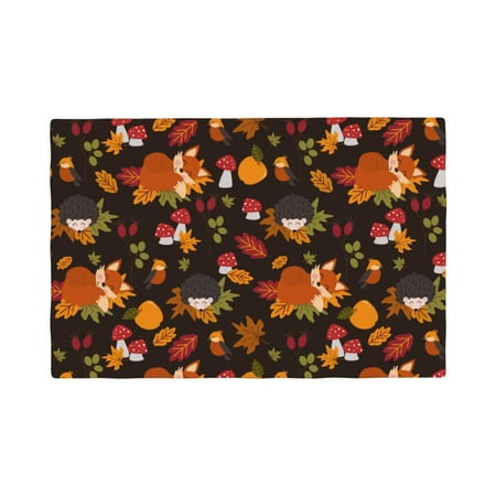 

Placemats Set of 4 Autumn Hedgehog and Fox Cute Heat Resistant Non - Slip Place mats Waterproof table mat for Kitchen Dining-6片装