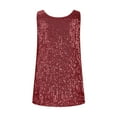 thumbnail image 5 of Clearance under 10$ Sevevn Fashionable Women's Spring And Summer Casual Sequin Round Neck Sleeveless Clearance Sales Online Deals Wine XXXXXL, 5 of 6