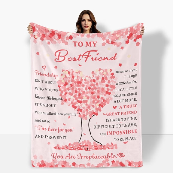 Heart Friendship Blessing Encouragement Gift Idea Cozy Blanket For Friends Soft Warm Comfortable Flannel Throw Perfect For Sofa Bed Travel Camping Polyester For Family Friends Shipped From USA