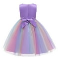 thumbnail image 2 of URMAGIC 3-10Y Child Girls Sleeveless Lace Stripe Rainbow Princess Dress for Birthday Pageant Gown Dresses, 2 of 9