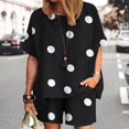 thumbnail image 4 of ZenCart Women's Summer Two Piece Outfit Dot Print Round Neck Short Sleeve Top Wide Leg Shorts Set Casual Loungewear Matching Suit, 4 of 7