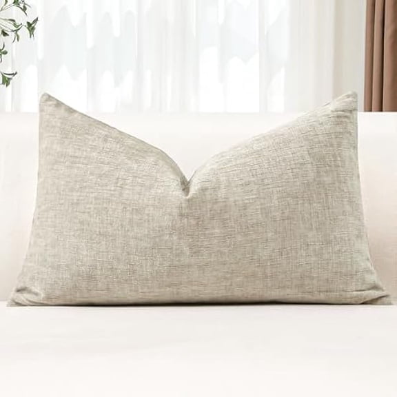 Eryueer Chenille Cushion Covers 30x50 cm Soft Beige Decorative Throw Pillow Covers 12x20 Inch Lumbar Cushion Case Solid Pillowcases for Couch Sofa Living Room Bed Home Decor (Beige)