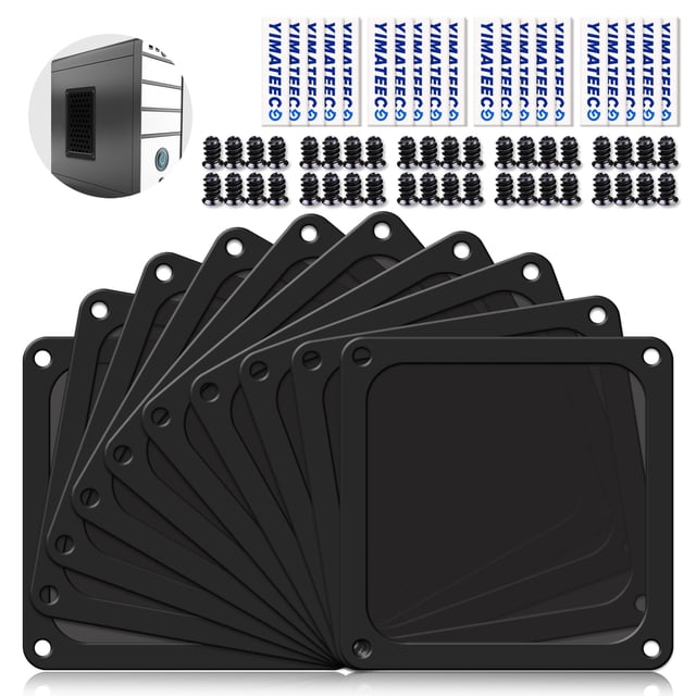 Filtro de polvo para PC, 140 mm, YIMATEECO, nailon 80, malla, negro, 10 unidades