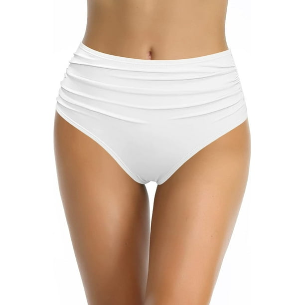 Trajes de baño con Pliegues y Top de Bikini con Volante Retro para Mujer Blanco CH Blanco CH Xishao ropa