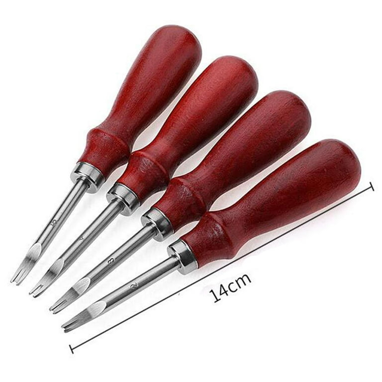 4 Sizes Leather Edge Beveler Leather Edge Skiving Wood Handle Leather Tools  for DIY Leather Craft (1 mm, 1., 14mm, 1.6 mm) 