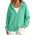 thumbnail image 5 of CHGBMOK Women's Plus Size Hooded Cardigan Lightweight Button Down Cardigan Long Sleeve Soft Knit Sweater Jacket, 5 of 9