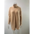 thumbnail image 2 of Womens Turtleneck Long Batwing Sleeve Asymmetric Hem Casual Pullover Sweater Knit Tops, 2 of 4