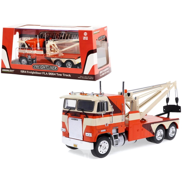 1984 Freightliner FLA 9664 Tow Truck Orange and White with Brown