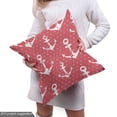 thumbnail image 4 of Ambesonne Nautical Fabric by the Yard Upholstery, Grunge Anchors Polka Dots, 3 Yards, Coral Dark Seafoam, 4 of 4