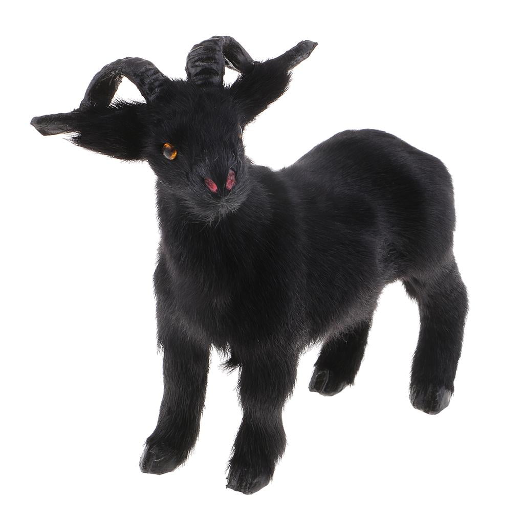 Collectibles Figurines Plush Toy Animal Black Goat Model Garden Decoration 