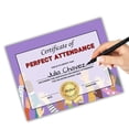 thumbnail image 2 of Perfect Attendance Certificate Award  50 pk 8.5x11 Best Goal Participation Graduation Diploma Elementary Middle School Paper Superlatives, 2 of 5