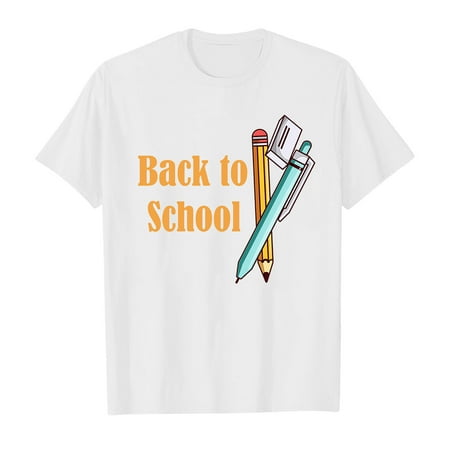 

T Shirts for Kids Girls 10-12 School Season Girls T Shirt Summer Kids Short Sleeve Tops Soft Comfortable Back To School Prints Casual Wear Sweatshirts Clothes 2-White 160