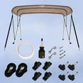 thumbnail image 3 of KING BIRD 3 Bow Boat Bimini Top Canopy Sun Shade Waterproof 46" Height with Rear Support Poles and Storage Boot（Beige,73"-78"）, 3 of 8