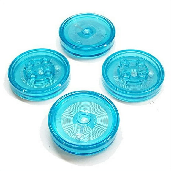 Lego Parts: Dimensions Generic Toy Tag for Gadgets 4 x 4 x 2/3 with 4 Studs (Trans. Blue - Pack of 4)